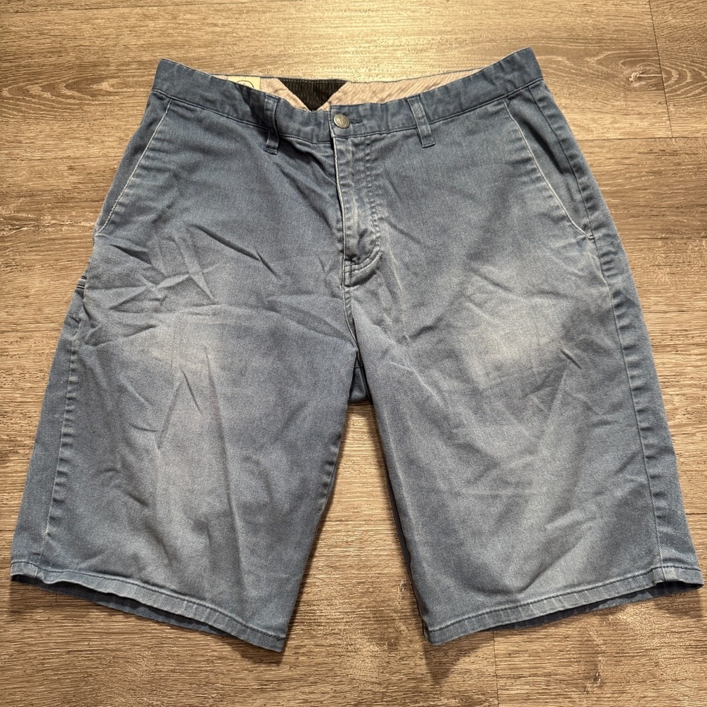 Vintage Volcom Shorts Mens 31 Blue Chino Cotton Pockets Skater Y2K 10" Skate
